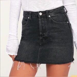 We the Free Washed Black Denim A Lined Skirt size
